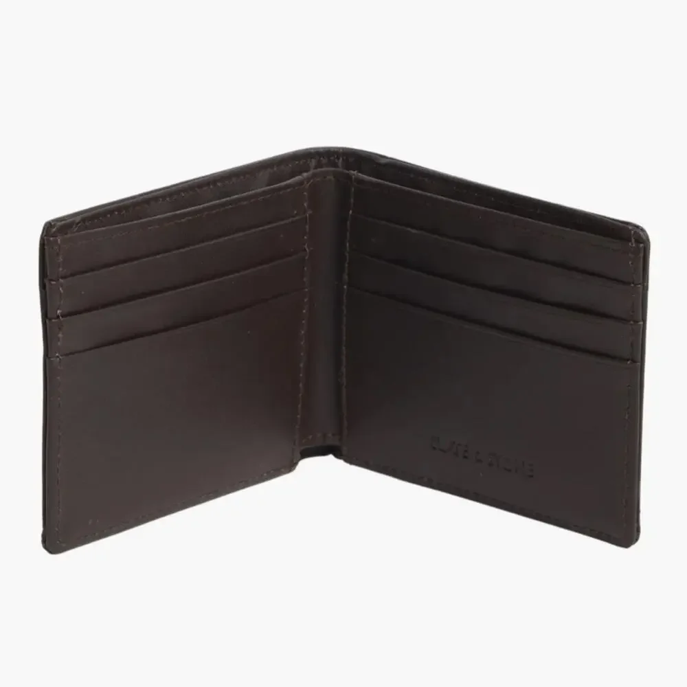 Slate & Stone Smooth Premium Leather Bifold Wallet Dark Brown NEW